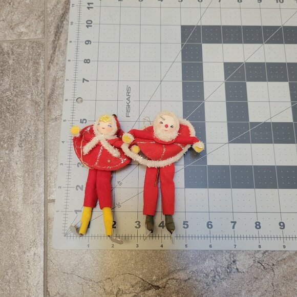 Vintage Christmas Ornaments Japanese Tree Hugger ice skaters Pipe Cleaner - Picture 6 of 6